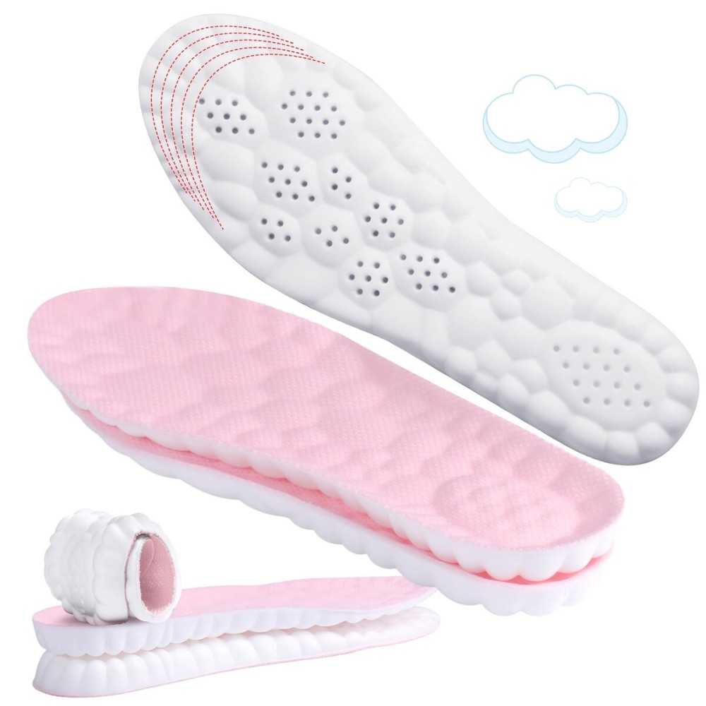 4D Cloud-Like Comfort Soles for Men - Soft Memory Foam Cushioning Insoles - Trim to Fit Steppers Insoles with Arch Support for Foot Pain Relief and Fatigue Reduction (Pink, US W 6.5-9)