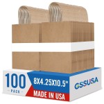 GSSUSA 100 Pack 8x4.25x10\'\' Paper Gift Bags with Handles Bulk, Brown Kraft Bags for Small Business, Sturdy Retail Shopping, Birthday Wedding Party Favor Craft Bag(Made in USA)