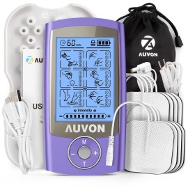 AUVON Rechargeable TENS Unit Muscle Stimulator, 24 Modes 4th Gen TENS Machine with 8pcs 2x2 Premium Electrode Pads for Pain Relief