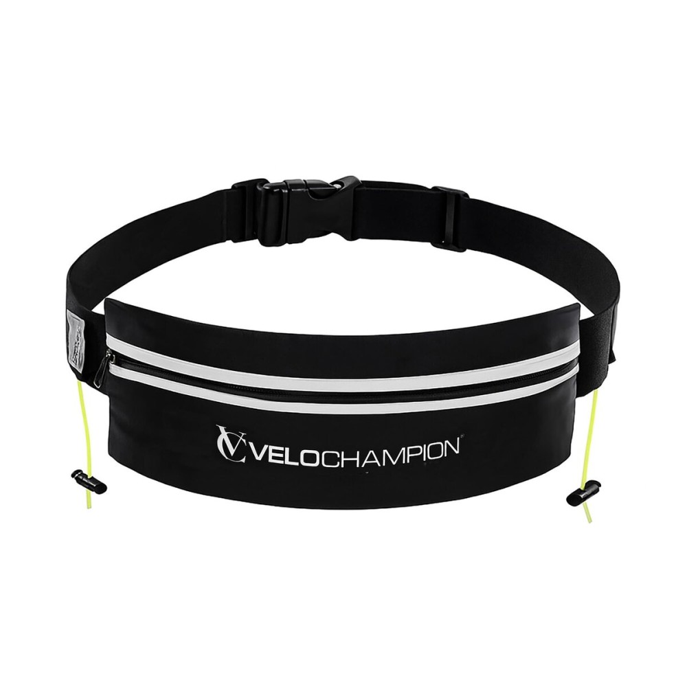 VeloChampion Running Waistpack Belt - Elastic Stretch Fit with Clip Fastening for Triathlon, Marathon, Cycling & Race Number Holder (Adult S/M + Storage Pocket, 1)