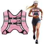 Poudee Weighted Vest, 12LB Weight Vest for Men Women, Body Weight Vests Adjustable with Reflective Stripe for Strength Training, Running, Training Workout, Jogging, Walking - 12LB, Light Pink