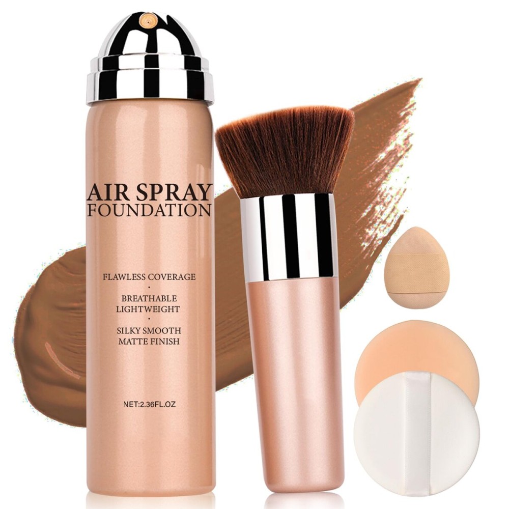 QIUFSSE Airbrush Foundation Makeup Spray Full Coverage Foundation for Mature Skin,Long-lasting Airbrush Flawless Setting Spray,Waterproof Foundation for Smooth Radiant Skin (08 Tan)