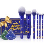 DUcare Christmas Gift Set 8Pcs,With 6pcs Makeup Brush Set 2pcs Makeup Puffs Kabuki Foundation Blending Face Powder Blush Concealers Eye Shadows Brushes