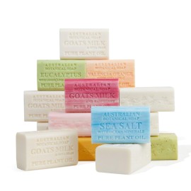 Australian Botanical Soap 16-Bar Set, Goats Milk & Soya Bean 8-Pack + Variety 8-Pack,| 6.6 OZ Triple-Milled Soap Bars with Organic Shea Butter & Sustainable Plant Oils