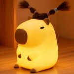 Cute Capybara Night Light with DIY Hairstyle ,Squishy Silicone Lamp, Nursery Nightlight for Kids, Rechargeable Touch Bedside Lamp, Bedroom Decor, Baby Boys Girls,White Elephant Gifts,Funny Xmas Gifts