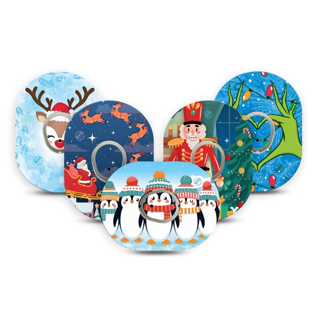 ExpressionMed - Adhesive Patches for Dexcom G7 (Pack of 5) - Made in The USA, Waterproof, Non-Fraying, Pre-Cut CGM Sensor Tapes (Christmas 2025)