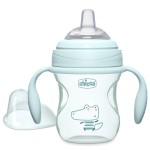 Chicco Transition Sippy Cup with Silicone Spout and Spill-Free Lid 7oz. | Calibration Markings | Removable Handles | Top-Rack Dishwasher Safe | Easy to Hold with Ergonomic Indents | Sage | 4+ months
