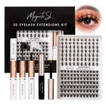 Lash Clusters 154pcs Manga Lash Extension Kit Curly 10-18mm Cluster Eyelash Extensions Natural Lash with Bond and Seal-M32+M34Spiky+Natural