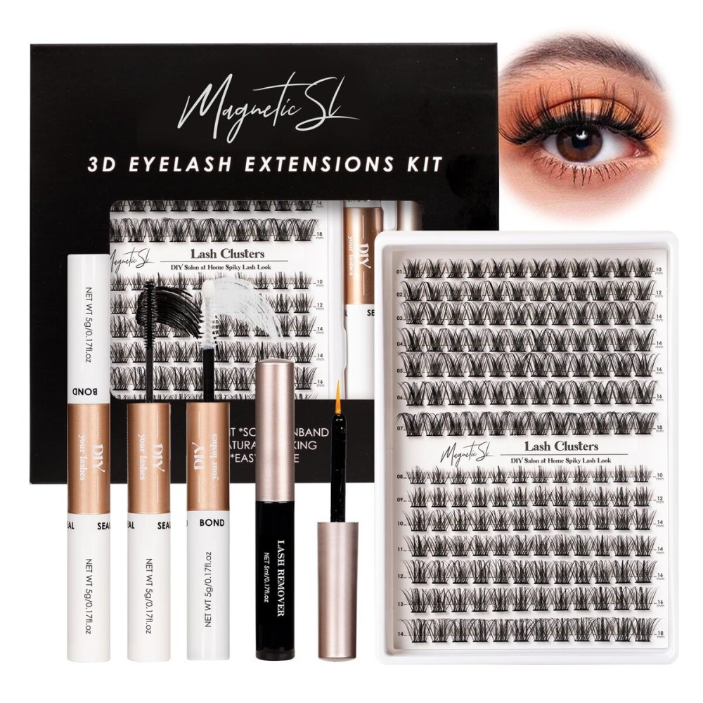 Lash Clusters 168pcs Manga Lash Extension Kit Curly 10-18mm Cluster Eyelash Extensions Natural Lash with Bond and Seal-M34+M35Volume+Natural
