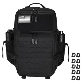 R.SASR Military Tactical Backpack 45L Large Tactical Backpack for Men, Hiking Rucksack With Bottle Holder (Black-2.1)