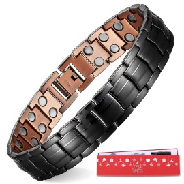 MagEnergy Mens Copper Magnetic Bracelets, Christmas Gifts Box, 99.9% Pure Copper Bracelet with Double-Row Strength Magnets, Adjustable Jewelry with Sizing Tool