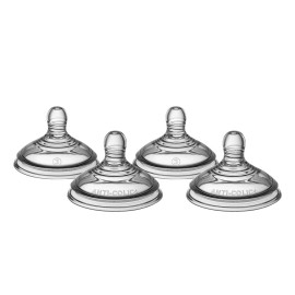 Tommee Tippee Advanced Anti-Colic Baby Bottle Nipples, Breast-Like for A Natural Latch, Soft Silicone, Fast Flow, 6+ Months, Pack of 4