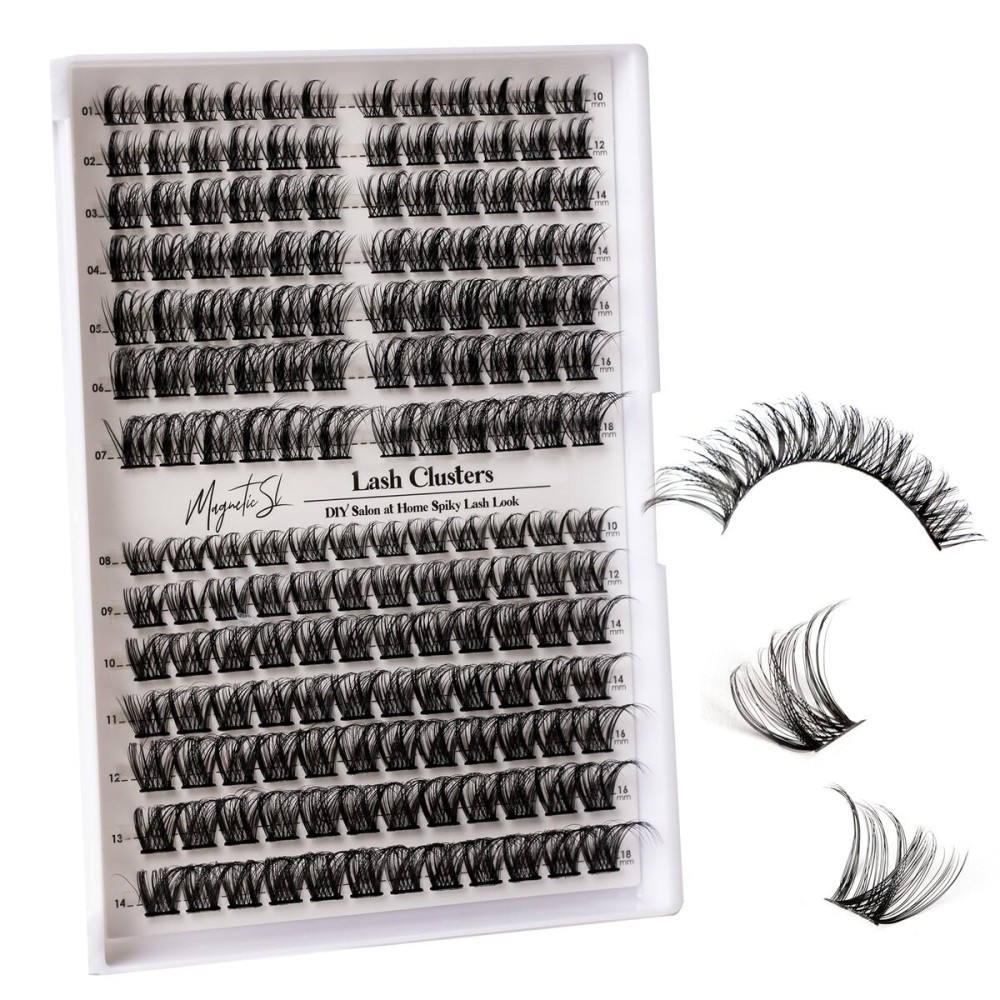 Lash Clusters 168pcs Manga Lash Extension 10-18mm Cluster Eyelash Extensions Natural Band Lash D-Curl Individual Lashes -M37+M38Fairy+Natural