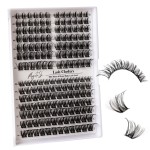 Lash Clusters 168pcs Manga Lash Extension 10-18mm Cluster Eyelash Extensions Natural Band Lash D-Curl Individual Lashes -M37+M38Fairy+Natural