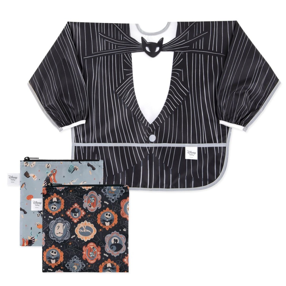 Bumkins Disney Sleeved Bib and 2-pack Snack Bags, Nightmare Before Christmas
