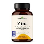 SANDHUHERBALS Zinc 30mg with Vitamin D3, Magnesium, Selenium, Vitamin B6, B7 (Biotin), Copper | Zink Supplement for Men & Women, Chelated Zinc for Immune, Skin, Hair, & Nails Support | 60 Capsules