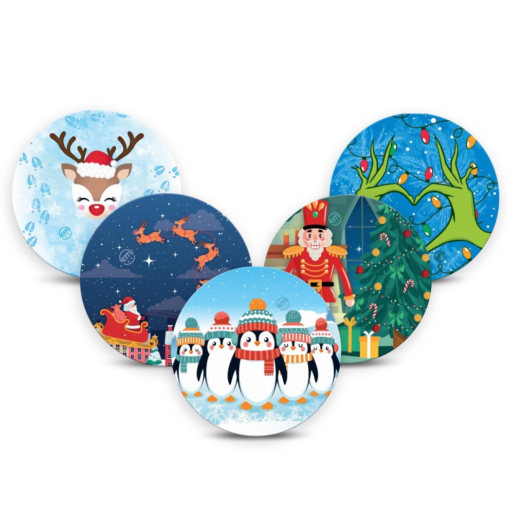 ExpressionMed - Adhesive Patches for Dexcom G7 (Pack of 5) - Made in The USA, Waterproof, Non-Fraying, Pre-Cut CGM Sensor Tapes (Christmas 2025)