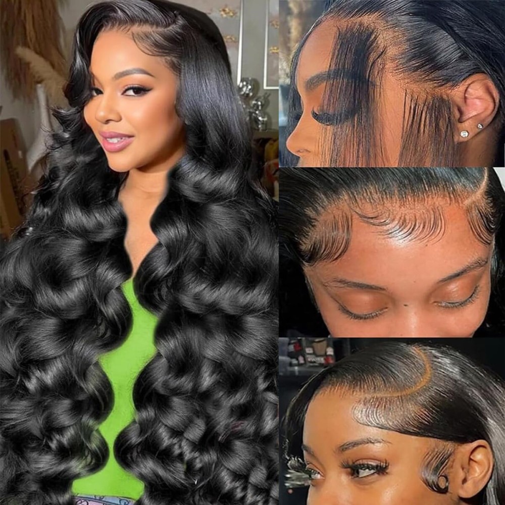 Smabuity 30 Inch 13x6 Body Wave Lace Front Wigs Human Hair Pre Plucked HD Transparent Lace Frontal Wigs Human Hair 180 Density Glueless Human Wig Pre Plucked with Baby Hair for Women