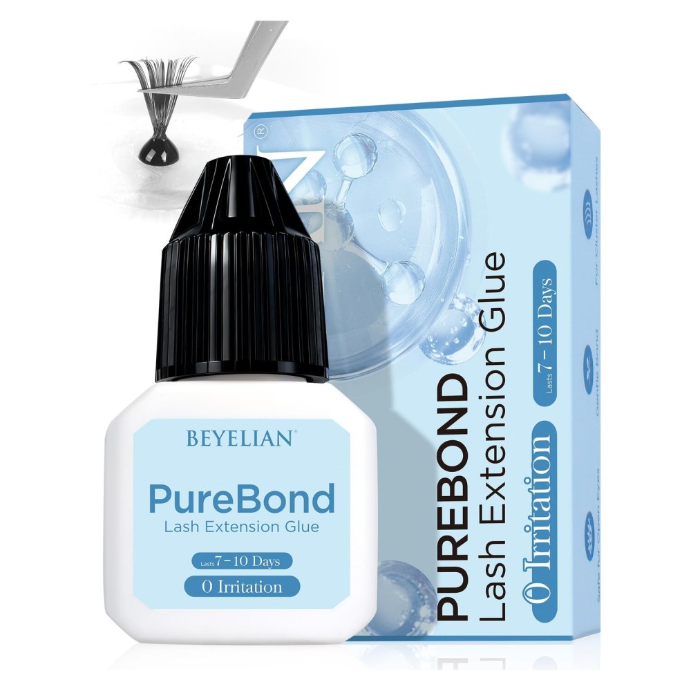 BEYELIAN Sensitive Lash Cluster Glue,Strong Hold Eyelash Extension Glue Long Lasting 7-11Days Waterproof & No Irritation Hypoallergenic Formaldehyde-Free for Open Eyes DIY or Professional (5ML)