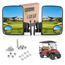 10L0L Golf Cart Mirrors, Side rear view Fits for EZGO Club Car Yamaha, No Drilling HD-Shatterproof with Blind Spot Mirror