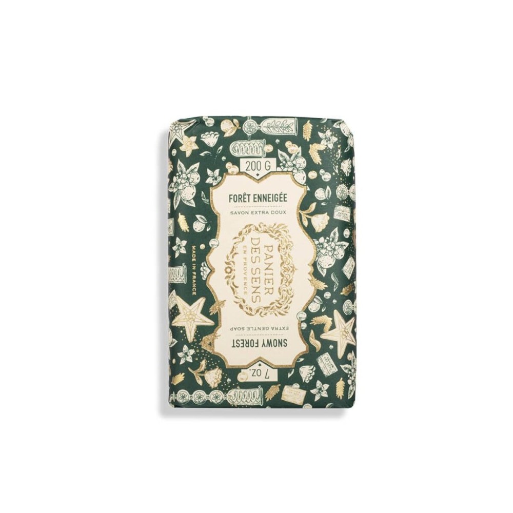 Panier des Sens - Shea Butter Soap Bar - Extra-Gentle Snowy Forest Soap - Christmas Limited Edition - 98% Natural Ingredients - Woody & Amber Scent - Made in France - 2x7oz - Christmas Gift Set