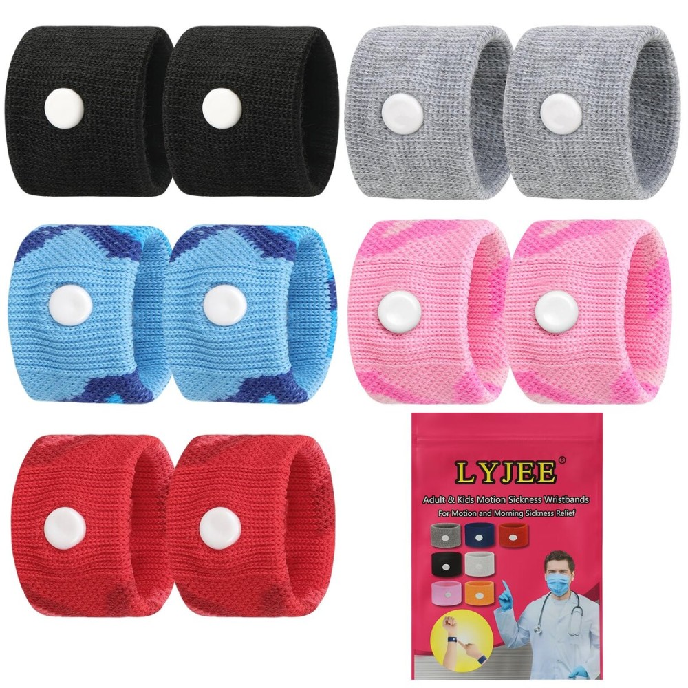 LYJEE Motion Sickness Bracelets for Adults and Kids Motion Sickness Bands Nausea Relief for Pregnant Women Acupressure Nausea Relief for Car, Sea, Air Sickness