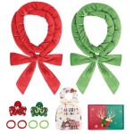 Gwabee 9 PCS Christmas Heatless Curls Overnight Hair Curler, 70 Overnight Curls Hair Curlers to Sleep In for Women Long Hair Volume, Shareable Heatless Curling DIY Set - Red & Green