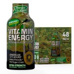 Vitamin Energy Immune+ Extra Strength Energy Shot Army Orange 48 Pack, 260mg Natural Caffeine, B-Vitamins, Citicoline, Green Tea, Immunity & Focus Support, Zero Sugar, Gluten-Free 1.93 fl oz