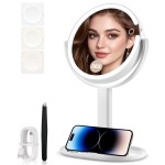 MIYADIVA Makeup Mirror with Lights, 30X Magnifying Mirror with 2-Sided Switch, Vanity Mirror with 3 Colors and Adjustable Brightness, 80 LEDs, Ideal Gift for Daily Makeup and Skincare, 8.8 Inches