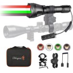 Odepro KL52 MAX Upgraded Hunting Flashlight Super Bright Long Range Zoomable Predator Light with Red Green White IR850 LEDs Stepless Pressure Switch Mount for Coyote Hog Varmint