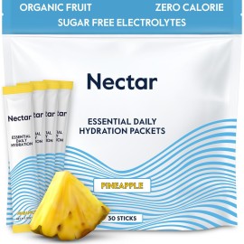 Nectar Hydration Packets - Electrolytes Powder Packets - Sugar Free & 0 Calorie - Organic Fruit Liquid Daily IV Electrolytes Powder for Dehydration Relief & Rehydration (Pineapple 30 Pack)