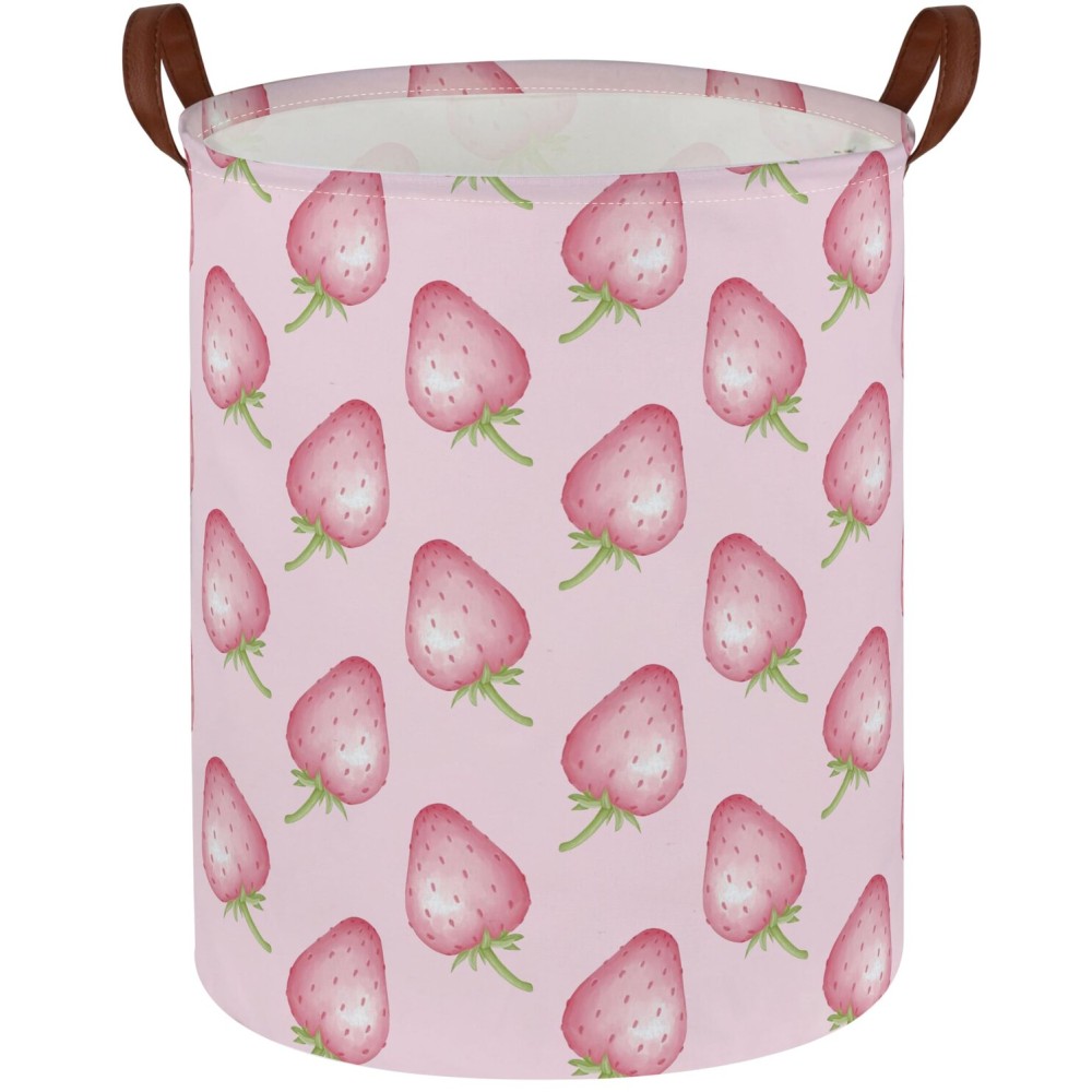 Sanjiaofen Kids Laundry Hamper,Pink Laundry Basket Collapsible Strawberry Storage Baskets for Home Decor,Office,Home Organizer,(Pink strawberry