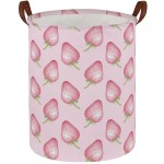 Sanjiaofen Kids Laundry Hamper,Pink Laundry Basket Collapsible Strawberry Storage Baskets for Home Decor,Office,Home Organizer,(Pink strawberry
