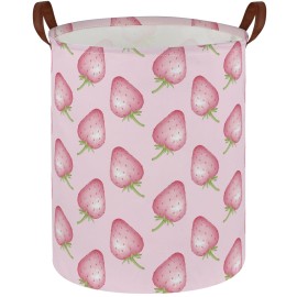 Sanjiaofen Kids Laundry Hamper,Pink Laundry Basket Collapsible Strawberry Storage Baskets for Home Decor,Office,Home Organizer,(Pink strawberry