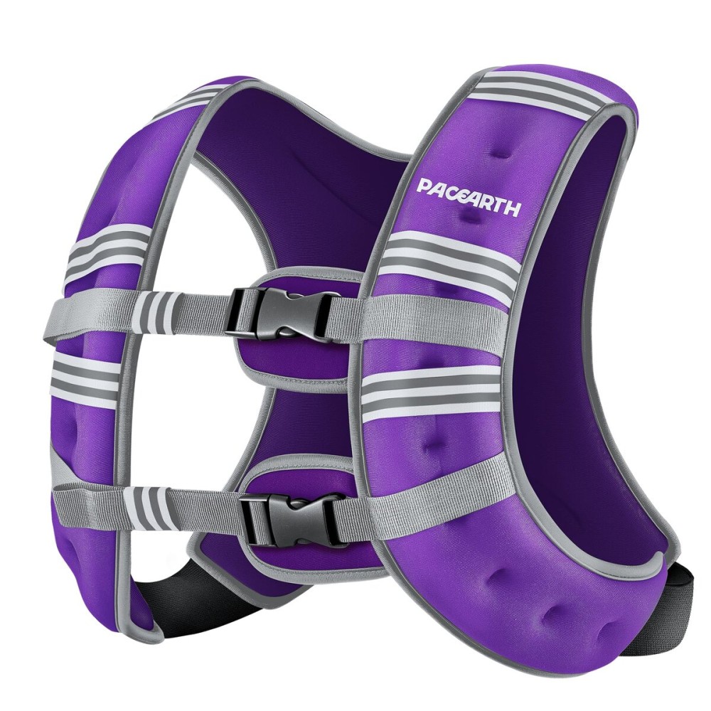 PACEARTH Weighted Vest,6lb/8lb/10lb/12lb/16lb/20lb/25lb/30lb Weight Vest with Reflective Stripe, Body Weight Vests for Women, Men, Weight Loss Workout, Strength Training, Running, Walking, Jogging