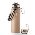 GOSWAG Insulated Sports Water Bottle, 24oz 2 Lids(with Straw/No Straw), Stainless Steel Water Bottles with Paracord Handle, Insulated Bottle with Double-Wall Vacuum Insulation