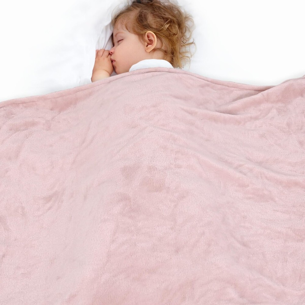 Lukeight Baby Blanket Fleece Toddler Blankets for Boys and Girls, Soft Cozy Fluffy Small Baby Newborn Blankets for Crib, Stroller, Travel and Bed (Pink, 30x40 Inches)
