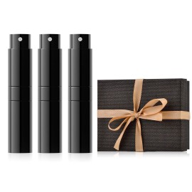 Travel Perfume Bottle Refillable for Cologne Atomizer - Stocking Stuffers for Men, Christmas Gift Set for Adult, White Elephant Gifts for Teens Girls, Thanksgiving Day, Birthday for Women 3PCS Black