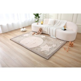 Hakuna Matte CloudRise Baby Play Mat for Floor 80 x 110 Moon & Stars - Coral Velvet Memory Foam Rug for Crawling Cozy Play - Non-Slip, Water-Resistant, Easy-Care Tummy Time Mat, Playmat for Playpen