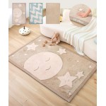 Hakuna Matte CloudRise Baby Play Mat for Floor 60 x 80 Moon & Stars - Coral Velvet Memory Foam Rug for Crawling & Cozy Play - Non-Slip, Water-Resistant, Easy-Care Tummy Time Mat, Playmat for Playpen
