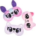 Geyoga 3 Pieces Sleep Mask for Kids, Girls Plush Sleeping Eye Cover Soft Eye Blindfold Cover Animal Shade for Kids (Christmas,Santa, Reindeer, Penguin Style)