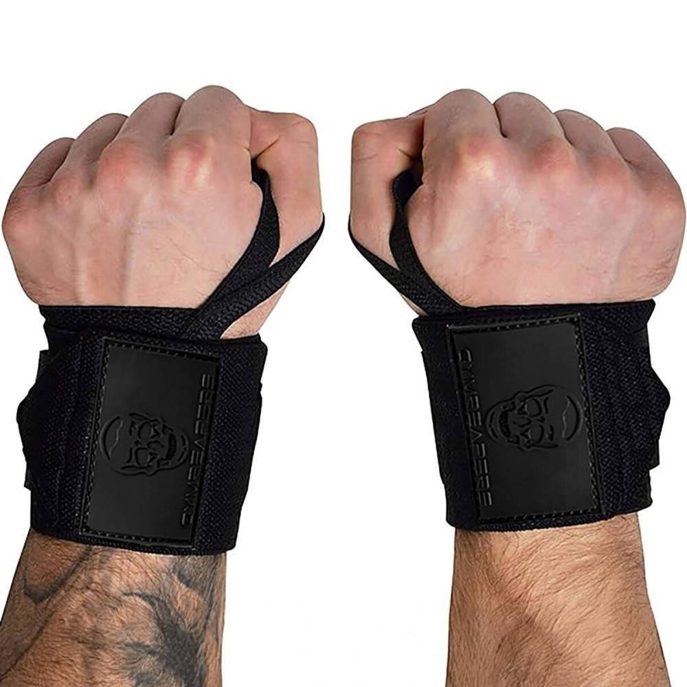 Gymreapers Weightlifting Wrist Wraps (IPF Approved) 18 Professional Quality Wrist Support with Heavy Duty Thumb Loop - Best Wrap for Powerlifting Competition, Strength Training, Bodybuilding (Black/Rubber, 18)