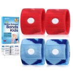 SZSTYYP Motion Sickness Bands for Kids Cruise Travel Essentials Anti-Nausea Acupressure Wristband for Car Sea Sickness Wristbands for Kids-2 Pairs Camo Blue&Red
