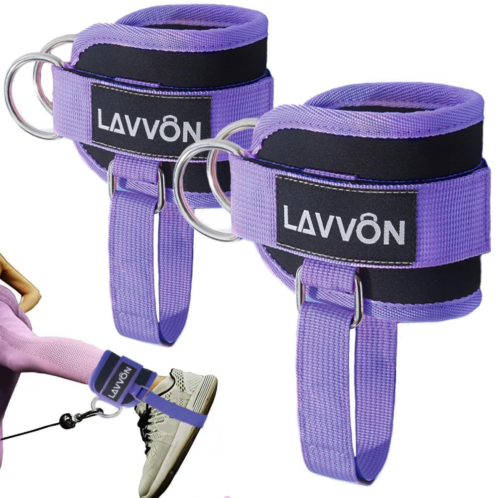 LAVVON Ankle Straps for Cable Machines Kickbacks - Adjustable Comfort Ankle Cable Attachments for Gym Ankle Cuff Cable Machine Glute Kickback Straps - Leg Extensions, Curls & Ankle Cuffs Women