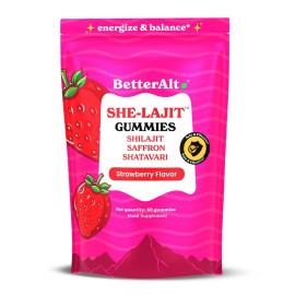 Better Alt SHE-Lajit Gummies for Women |Himalayan Shilajit, Shatavari, Saffron |OBGYN Recommended |Shilajit for Women for Energy & Hormone Balance |Strawberry Flavor|60 Gummies