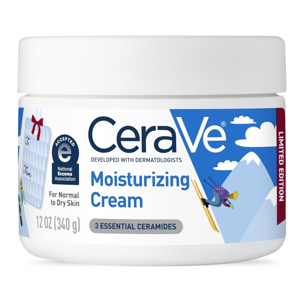 CeraVe Aprs Ski Moisturizing Cream, Body and Face Moisturizer for Dry Skin, Hyaluronic Acid and Ceramides, Daily Moisturizer, Oil-Free, Fragrance Free, Non-Comedogenic, Limited Edition, 12 Ounce