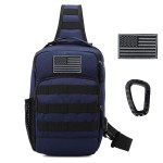 Valinov Tactical Shoulder Bag,Molle Shoulder Backpacks,Military Sling Daypack Backpack with USB Charging port (Dark Blue)