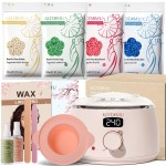 KOTAMU Waxing Kit for Women & Men, Wax Warmer for Hair Removal, Digital Wax Kit with Silicone PotIdeal for Face Eyebrow Arm Legs Armpit &Sensitive Skin, Pink Waxing Machine for Home Salon Use