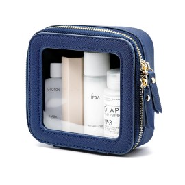 Clear Makeup Bag with Zipper Small Travel Cosmetic Case Navy Blue Mini Pouch for Purse Accessories Car Storgae Essentials Bag Purse Pouch Organizer Compact Small Clear Toiletry Bag for Traveling