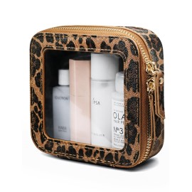 Small Makeup Bag Clear Mini Pouch Cosmetic Case Travel Leopard Make Up Bag for Purse Accessories Cheetah Print Travel Clear Case for Car Essentials Women Cute Leather Little Cosmetic Pouch with Zipper
